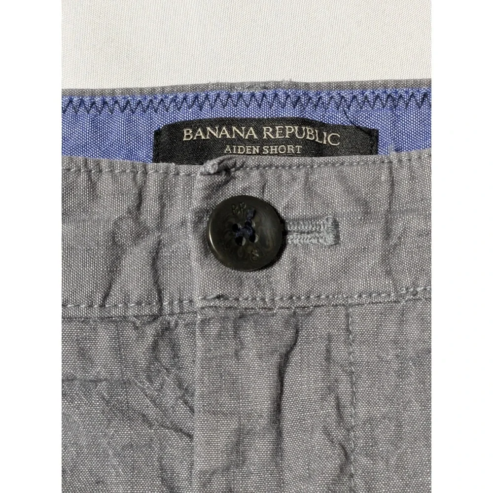 BANANA REPUBLIC AIDEN CHAMBRAY Men 38 Gray Heather Cotton 10